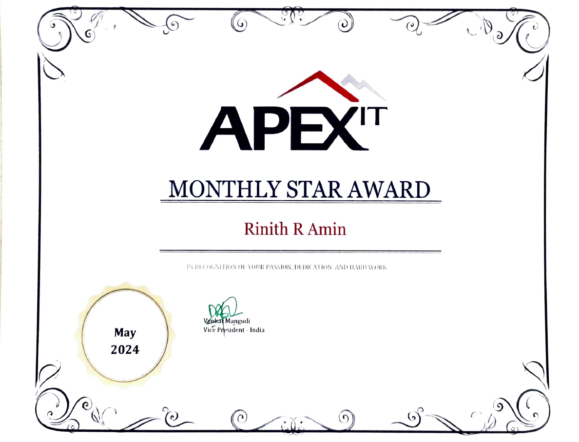 Monthly Star Award - May : ApexIT