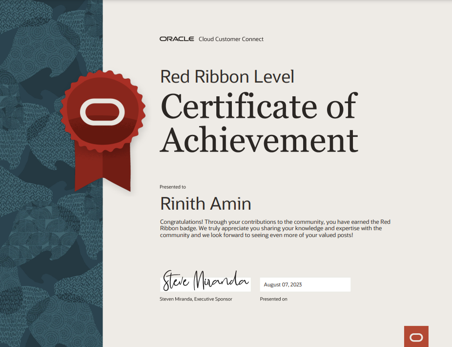 Oracle Cloud Customer Connect – Red Ribbon Member