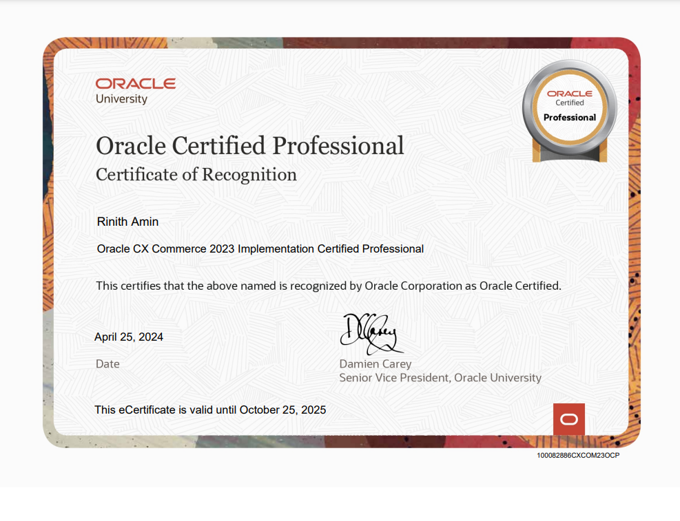 Oracle CX Commerce 2023 Implementation Certified Professional